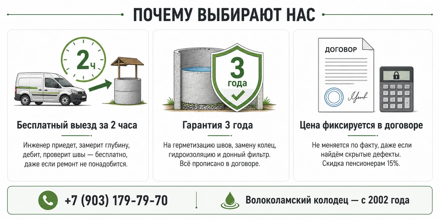 Почему выбирают нас для ремонта колодца в Волоколамском районе